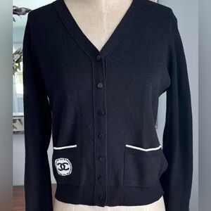 CHANEL Black Cardigan with White Accents